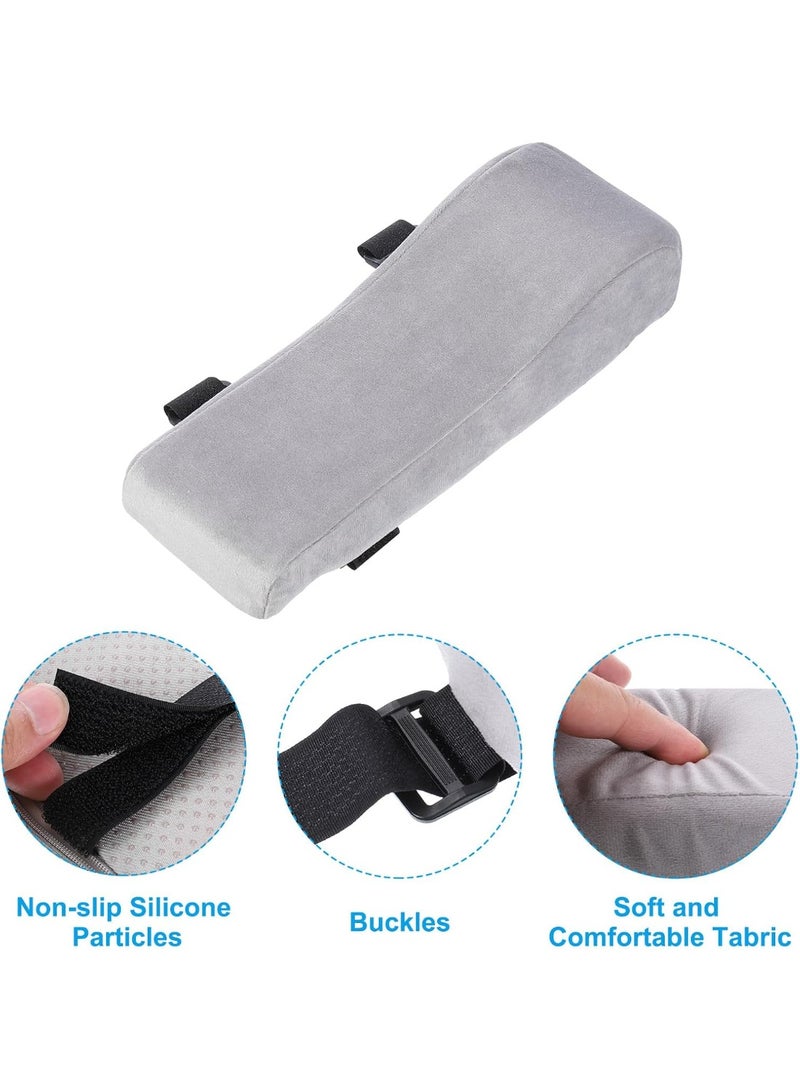 LYNLYN 2PCS Office Chair Armrest Pads, Non-Slip Memory Foam Arm Cushion Covers with Adjustable Straps, Removable Washable Covers, Ergonomic Elbow and Forearm Support for Desk Chairs and Wheelchairs (Grey) - Image 3